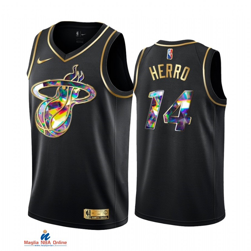 Maglia NBA Nike Miami Heat NO.14 Tyler Herro Nero Diamante 2021-22