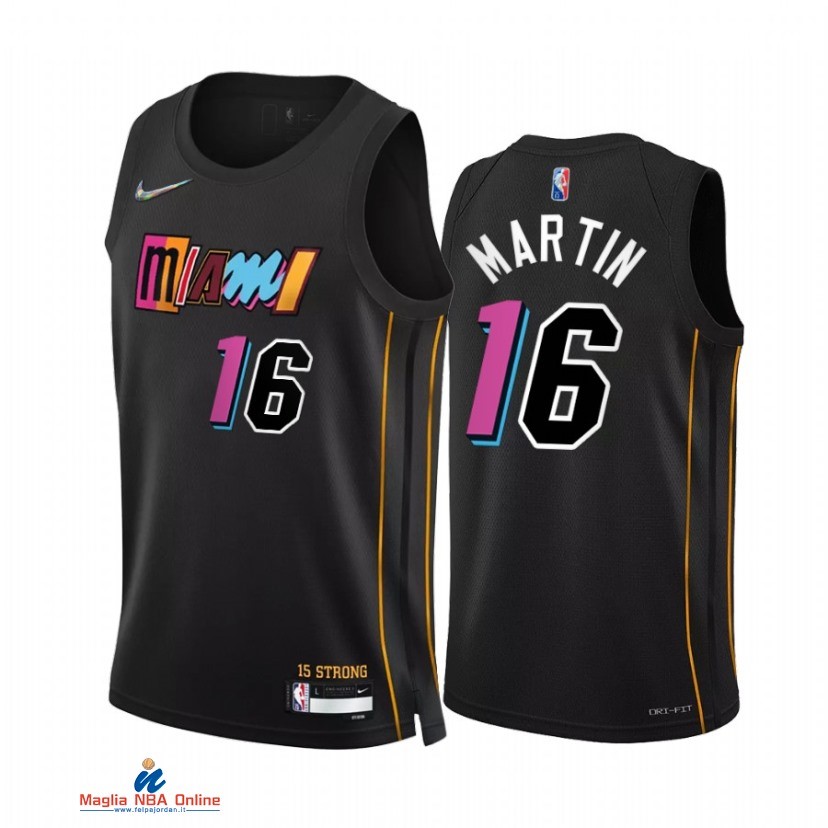 Maglia NBA Nike Miami Heat NO.16 Caleb Martin 75th Nero Città 2021-22