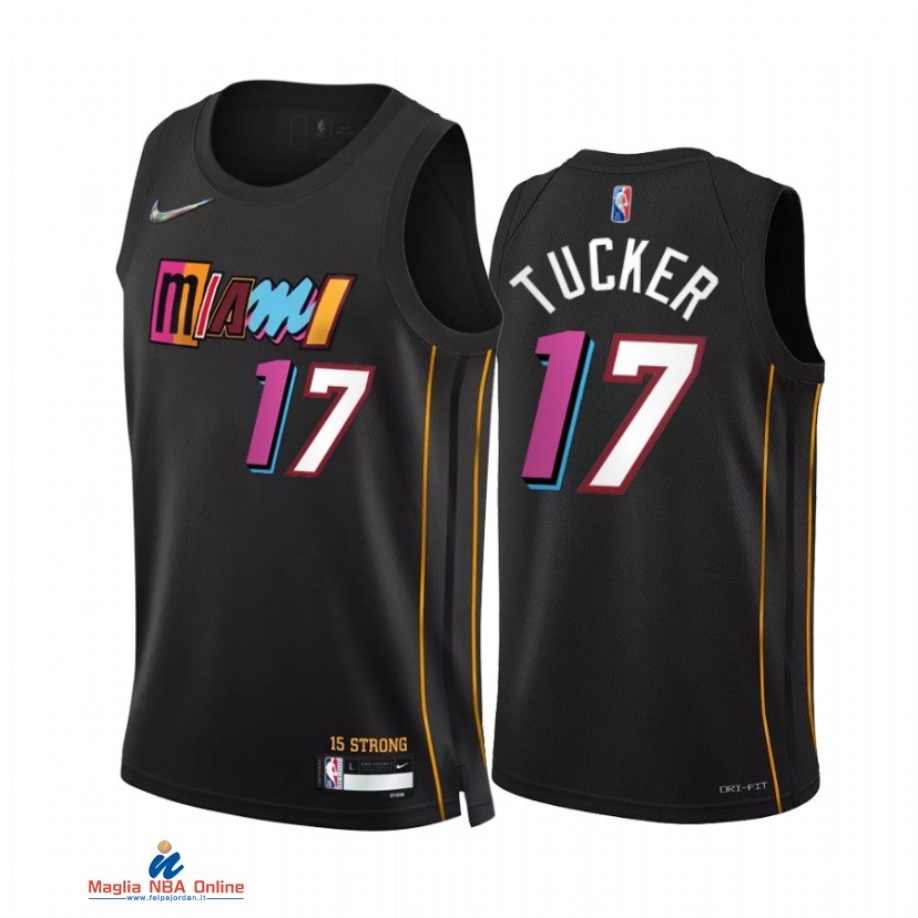 Maglia NBA Nike Miami Heat NO.17 P.J. Tucker 75th Nero Città 2021-22