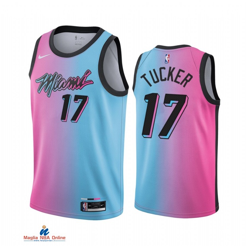 Maglia NBA Nike Miami Heat NO.17 P.J. Tucker Nike Blu Rosa Città 2021-22