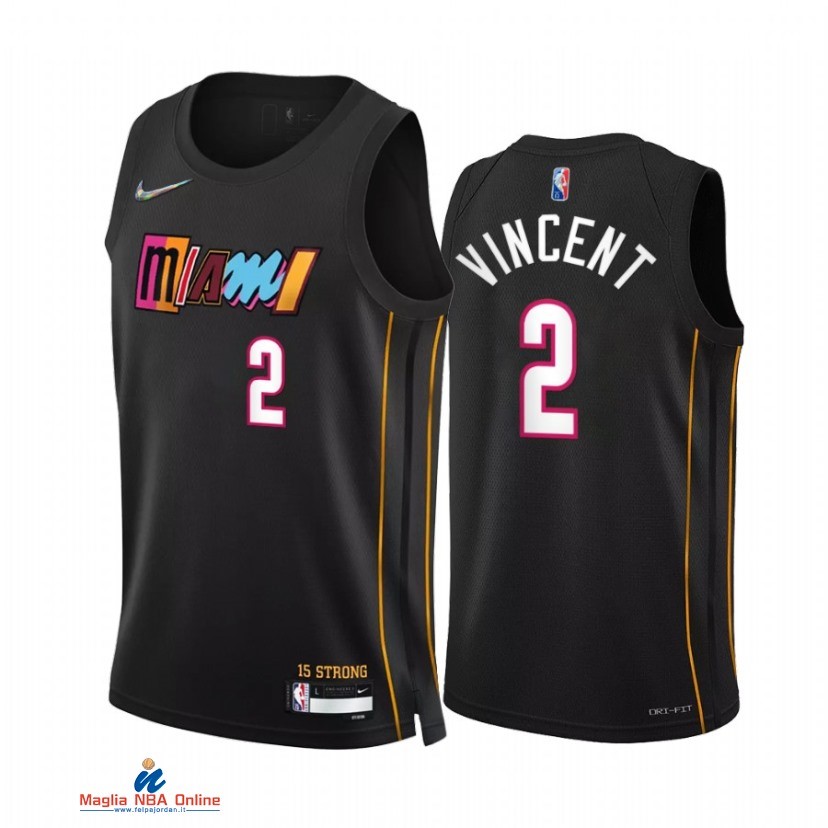 Maglia NBA Nike Miami Heat NO.2 Gabe Vincent 75th Nero Città 2021-22