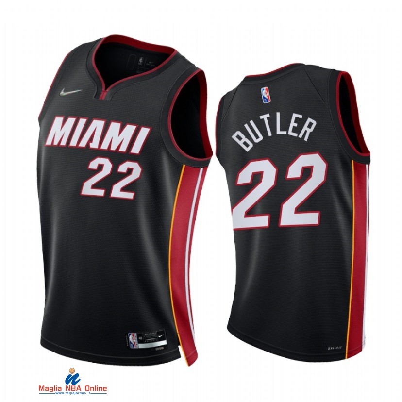 Maglia NBA Nike Miami Heat NO.22 Jimmy Butler 75th Season Diamante Nero Icon 2021-22