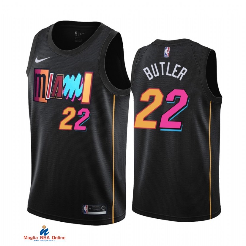 Maglia NBA Nike Miami Heat NO.22 Jimmy Butler Nike Nero Città 2021-22