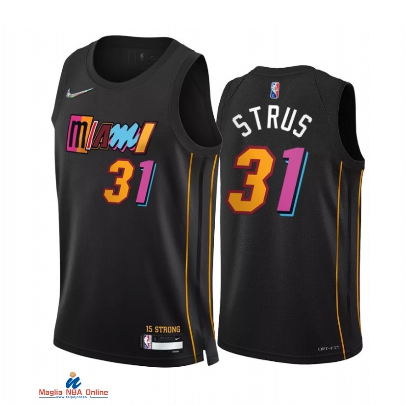 Maglia NBA Nike Miami Heat NO.31 Max Strus 75th Nero Città 2021-22