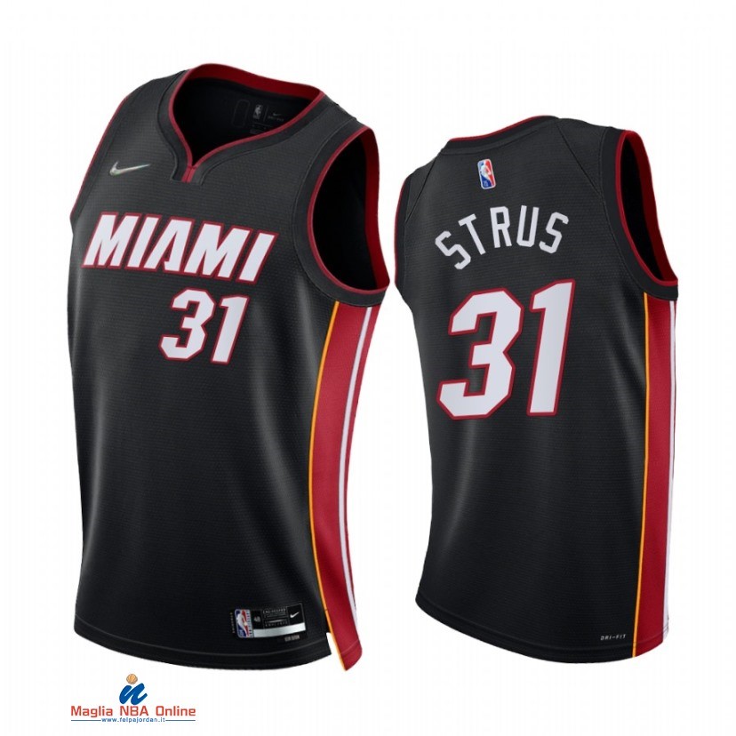 Maglia NBA Nike Miami Heat NO.31 Max Strus 75th Season Diamante Nero Icon 2021-22