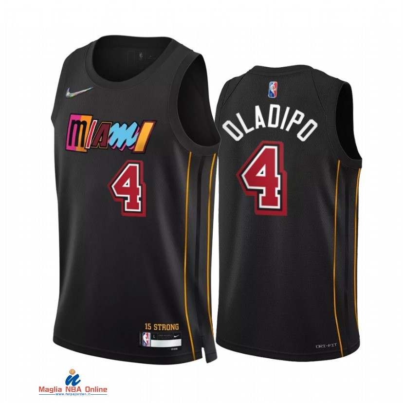 Maglia NBA Nike Miami Heat NO.4 Victor Oladipo 75th Nero Città 2021-22