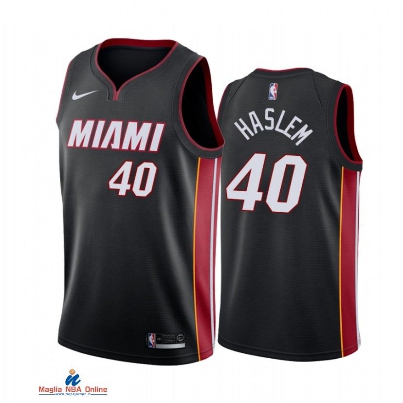 Maglia NBA Nike Miami Heat NO.40 Udonis Haslem Nike Nero Icon 2021