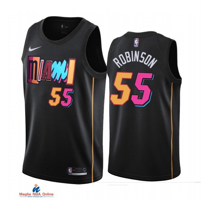 Maglia NBA Nike Miami Heat NO.55 Duncan Robinson Nike Nero Città 2021-22