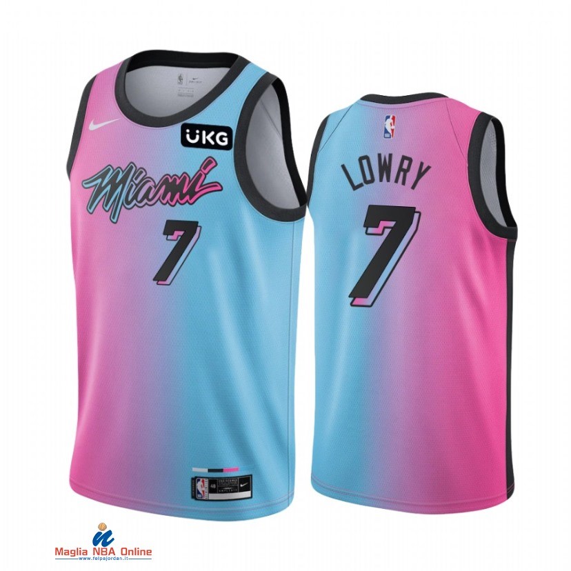 Maglia NBA Nike Miami Heat NO.7 Kyle Lowry Blu Rosa Città 2021-22