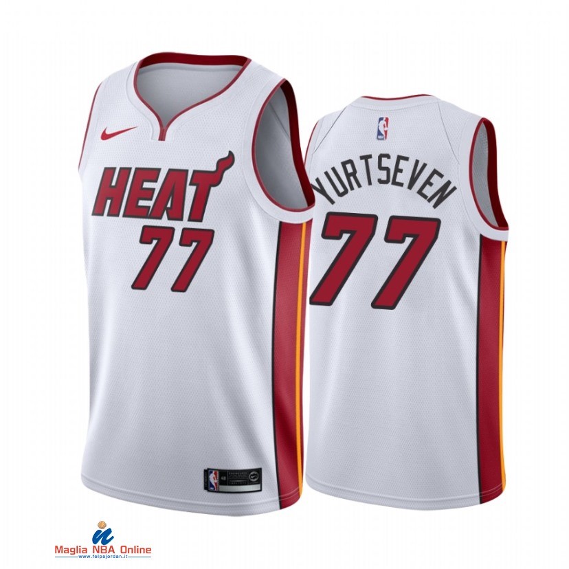 Maglia NBA Nike Miami Heat NO.77 Omer Yurtseven Bianco Association 2021