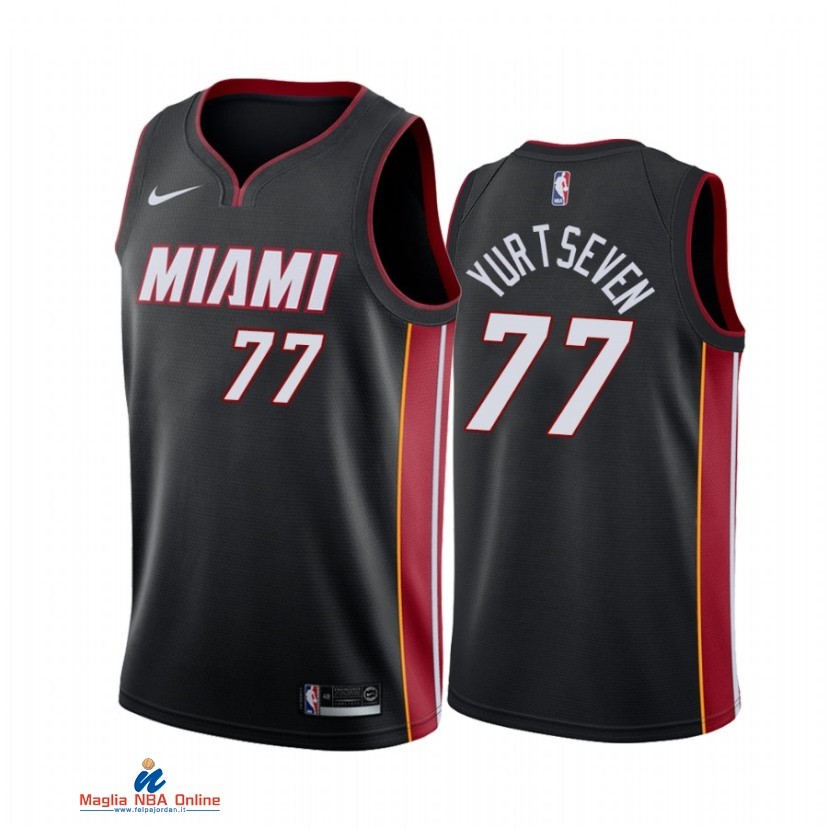 Maglia NBA Nike Miami Heat NO.77 Omer Yurtseven Nike Nero Icon 2021