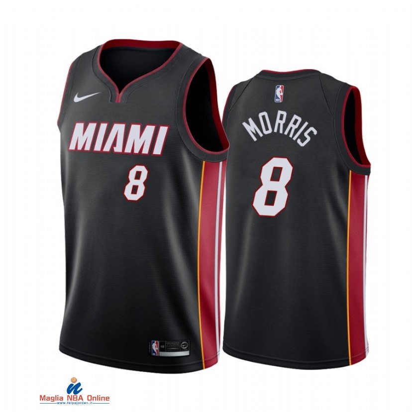 Maglia NBA Nike Miami Heat NO.8 Markieff Morris Nike Nero Icon 2021