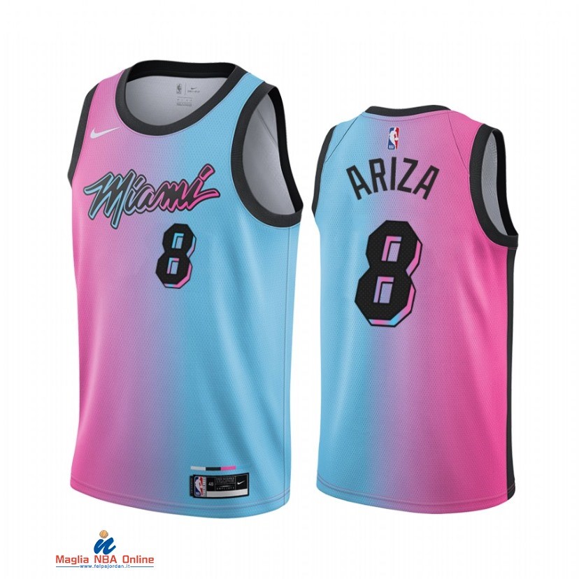 Maglia NBA Nike Miami Heat NO.8 Trevor Ariza Nike Blu Rosa Città 2021-22
