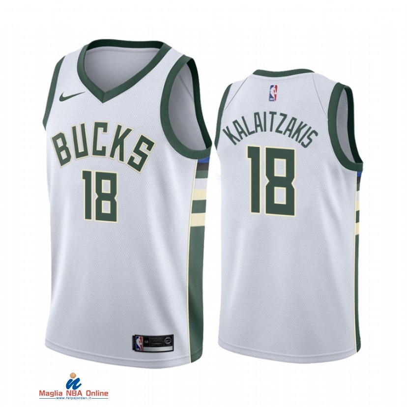 Maglia NBA Nike Milwaukee Bucks NO.18 Georgios Kalaitzakis Nike Bianco Association 2021