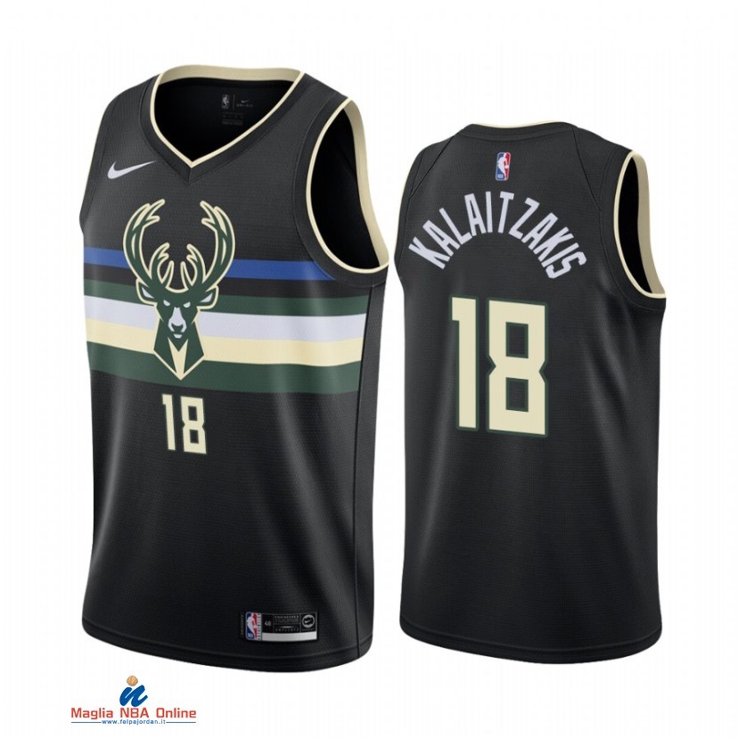 Maglia NBA Nike Milwaukee Bucks NO.18 Georgios Kalaitzakis Nike Nero Statement 2021