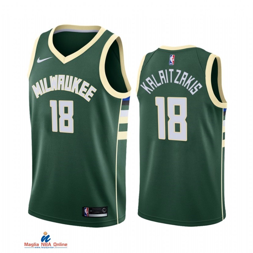 Maglia NBA Nike Milwaukee Bucks NO.18 Georgios Kalaitzakis Nike Verde Icon 2021