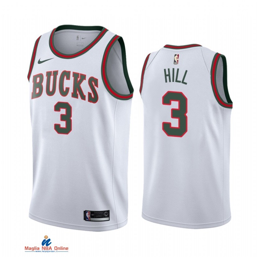 Maglia NBA Nike Milwaukee Bucks NO.3 George Hill Bianco Classic 2021