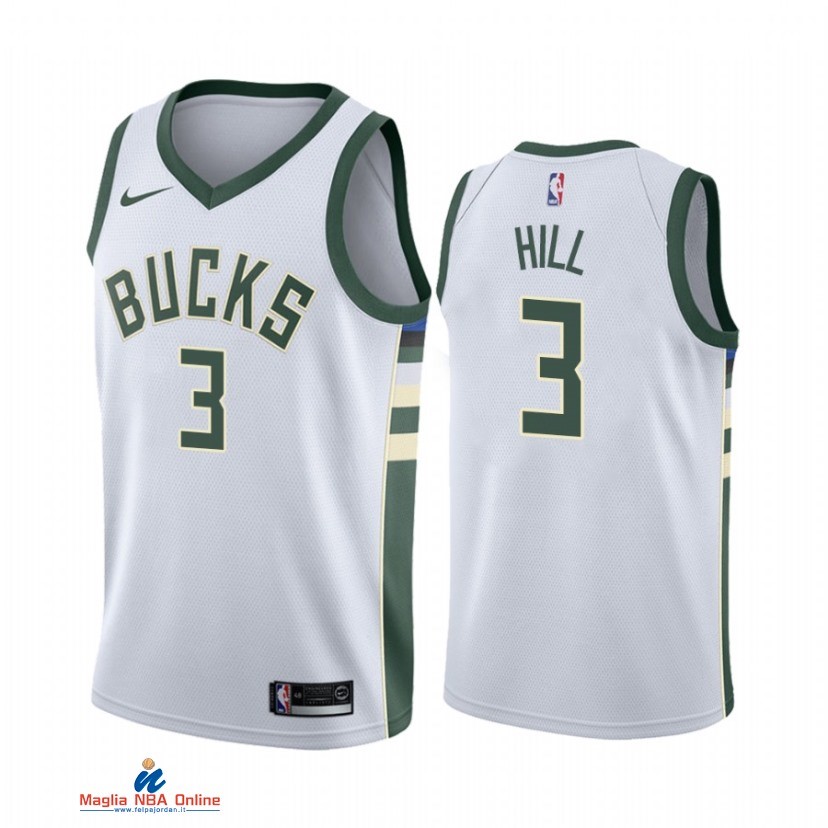 Maglia NBA Nike Milwaukee Bucks NO.3 George Hill Nike Bianco Association 2021