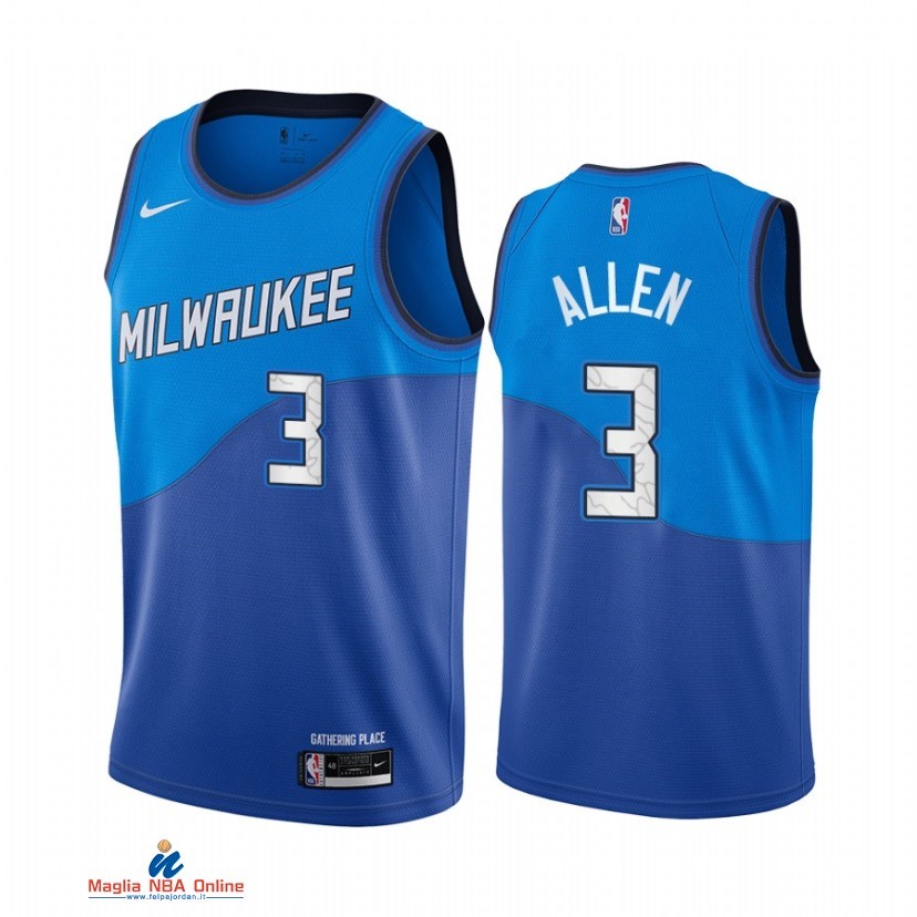 Maglia NBA Nike Milwaukee Bucks NO.3 Grayson Allen Nike Blu Città 2021