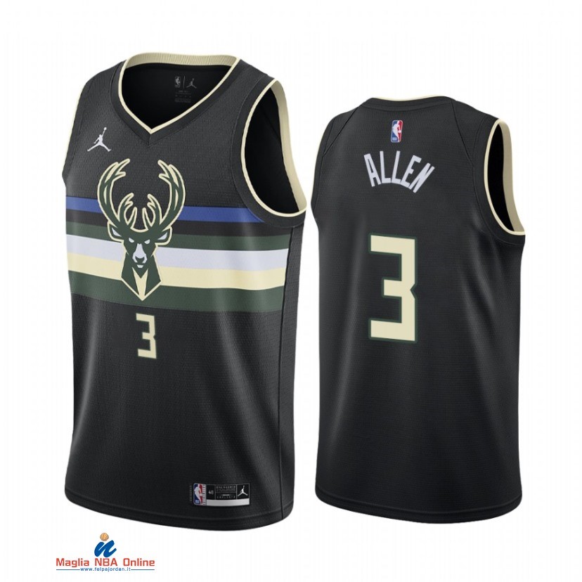 Maglia NBA Nike Milwaukee Bucks NO.3 Grayson Allen Nike Nero Statement 2021