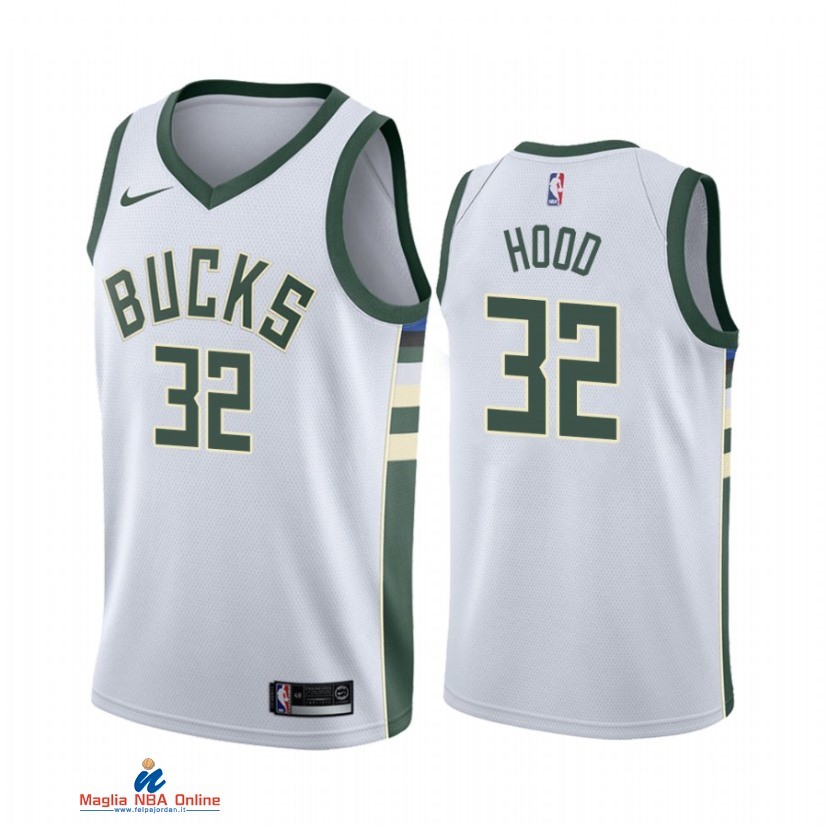 Maglia NBA Nike Milwaukee Bucks NO.32 Rodney Hood Nike Bianco Association 2021