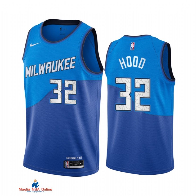 Maglia NBA Nike Milwaukee Bucks NO.32 Rodney Hood Nike Blu Città 2021