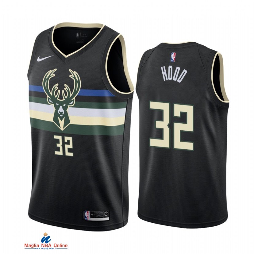 Maglia NBA Nike Milwaukee Bucks NO.32 Rodney Hood Nike Nero Statement 2021