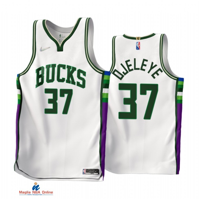 Maglia NBA Nike Milwaukee Bucks NO.37 Semi Ojeleye 75th Bianco Città 2021-22