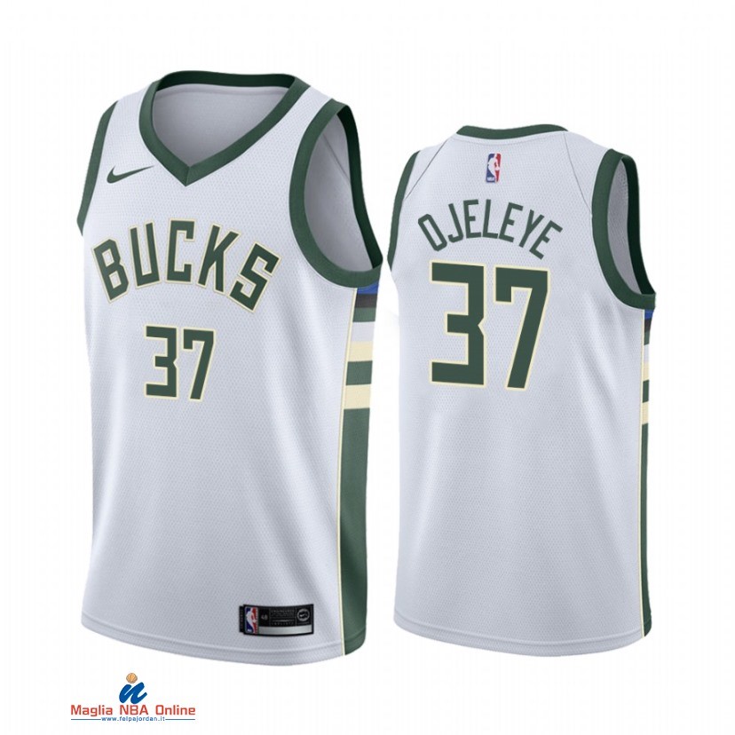 Maglia NBA Nike Milwaukee Bucks NO.37 Semi Ojeleye Nike Bianco Association 2021