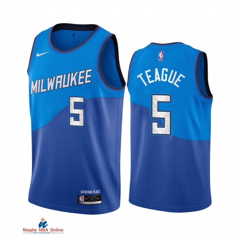 Maglia NBA Nike Milwaukee Bucks NO.5 Jeff Teague Nike Blu Città 2021
