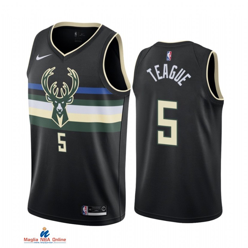 Maglia NBA Nike Milwaukee Bucks NO.5 Jeff Teague Nike Nero Statement 2021