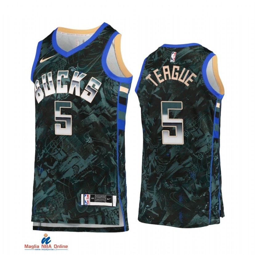 Maglia NBA Nike Milwaukee Bucks NO.5 Jeff Teague Select Series Verde Camouflage 2021