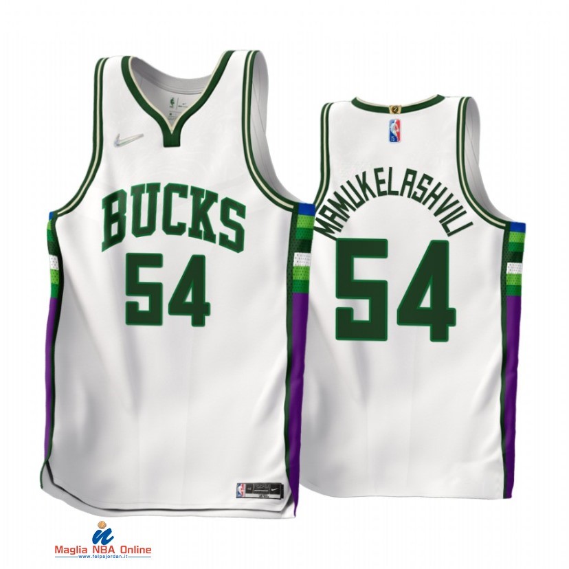 Maglia NBA Nike Milwaukee Bucks NO.54 Sandro Mamukelashvili 75th Bianco Città 2021-22