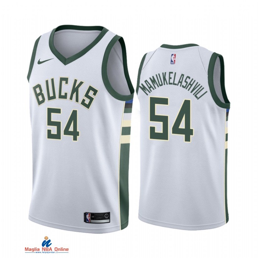 Maglia NBA Nike Milwaukee Bucks NO.54 Sandro Mamukelashvili Nike Bianco Association 2021