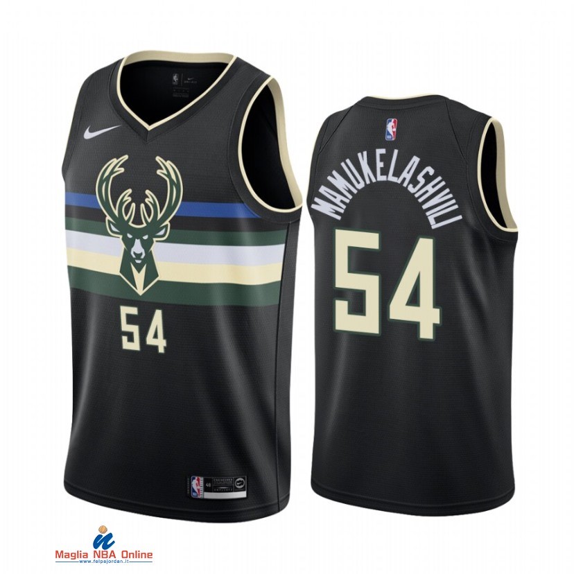 Maglia NBA Nike Milwaukee Bucks NO.54 Sandro Mamukelashvili Nike Nero Statement 2021