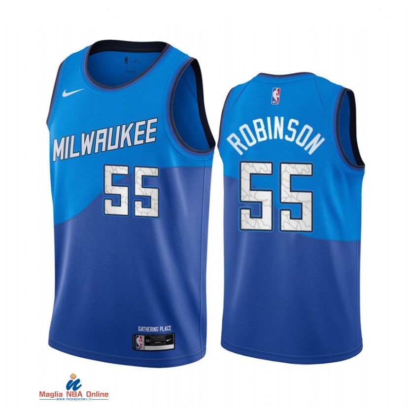 Maglia NBA Nike Milwaukee Bucks NO.55 Justin Robinson Nike Blu Città 2021