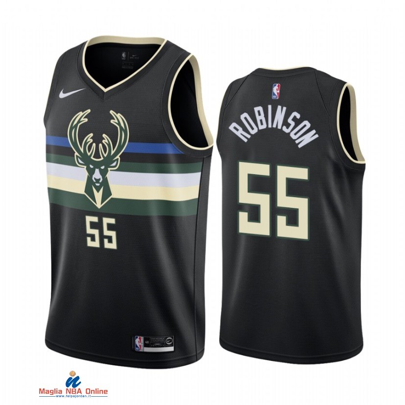 Maglia NBA Nike Milwaukee Bucks NO.55 Justin Robinson Nike Nero Statement 2021