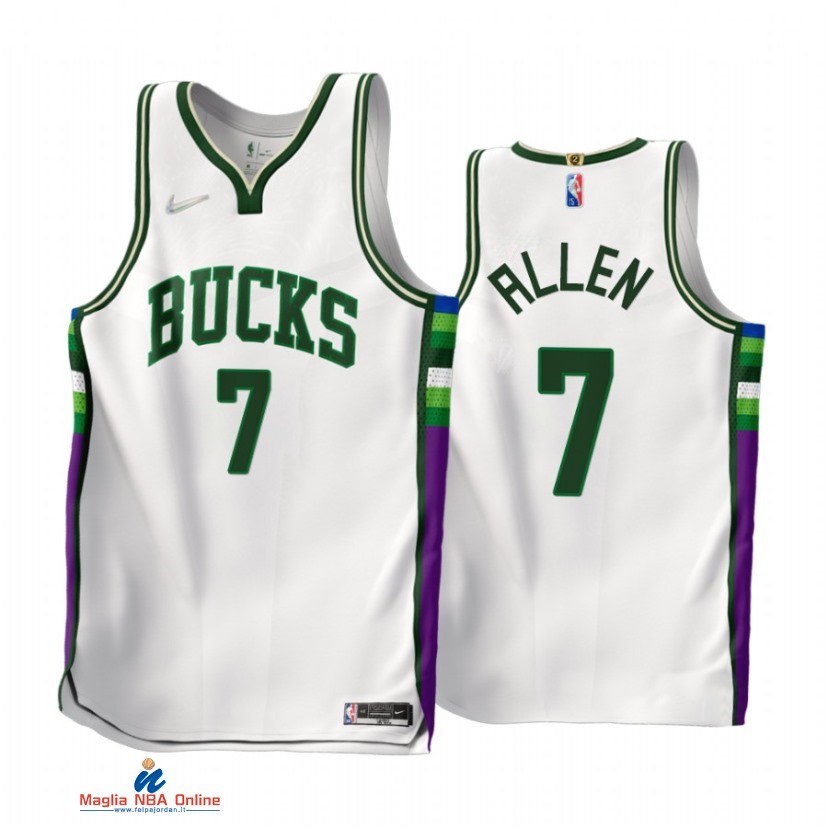 Maglia NBA Nike Milwaukee Bucks NO.7 Grayson Allen 75th Bianco Città 2021-22