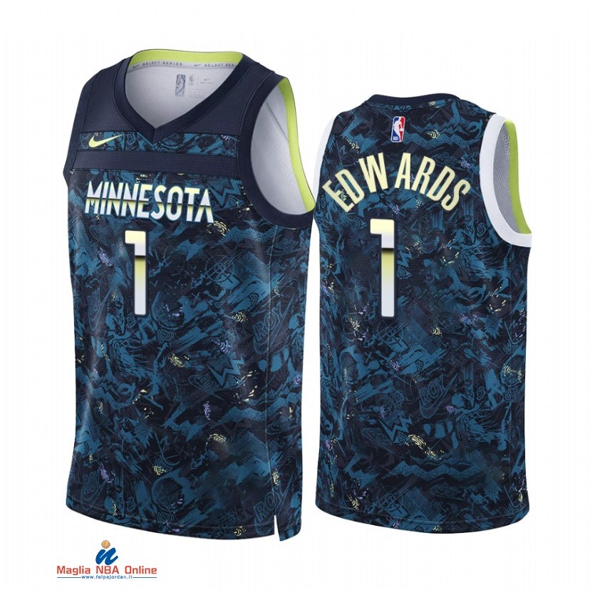 Maglia NBA Nike Minnesota Timberwolvs NO.1 Anthony Edwards Select Series Marino Camouflage 2021