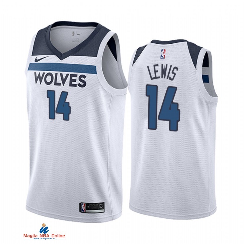 Maglia NBA Nike Minnesota Timberwolvs NO.14 Matt Lewis Nike Bianco Association 2021-22