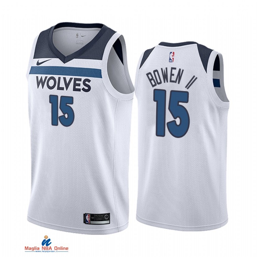 Maglia NBA Nike Minnesota Timberwolvs NO.15 Brian Bowen II Nike Bianco Association 2021-22