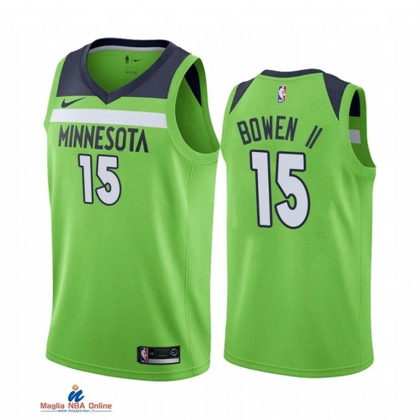 Maglia NBA Nike Minnesota Timberwolvs NO.15 Brian Bowen II Nike Verde Statement 2021-22