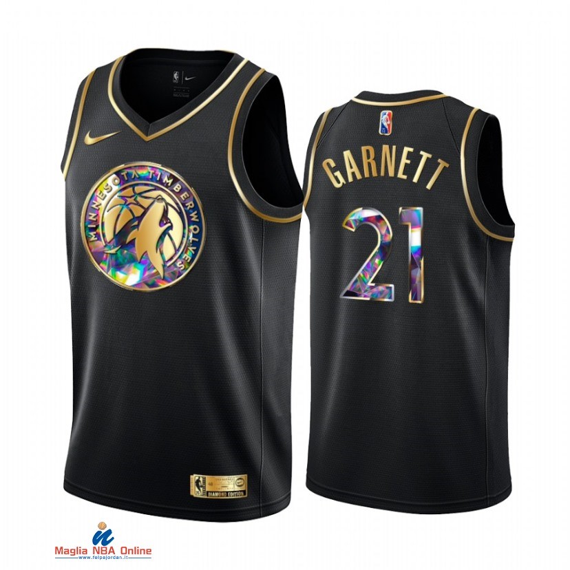 Maglia NBA Nike Minnesota Timberwolvs NO.21 Kevin Garnett Nero Diamante 2021-22