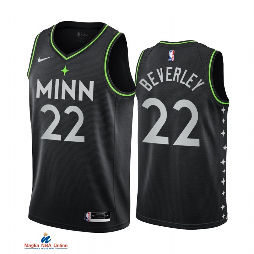 Maglia NBA Nike Minnesota Timberwolvs NO.22 Patrick Beverley Nike Nero Città 2021-22