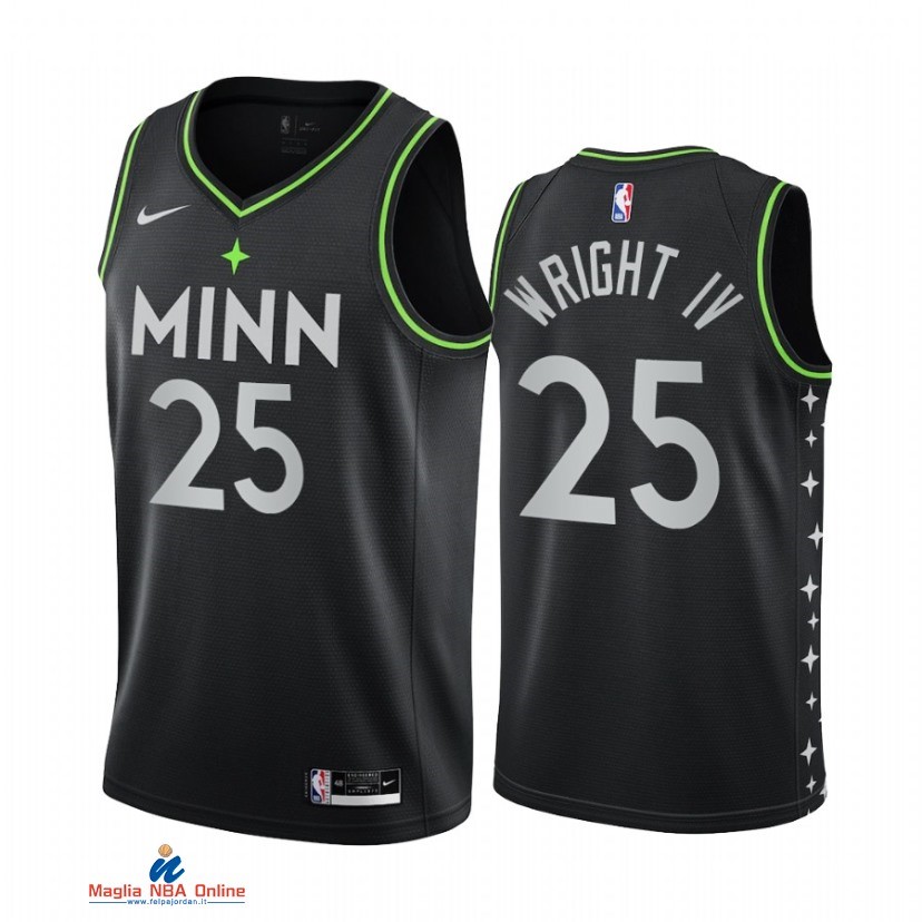 Maglia NBA Nike Minnesota Timberwolvs NO.25 McKinley Wright IV Nike Nero Città 2021-22