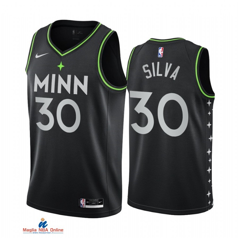 Maglia NBA Nike Minnesota Timberwolvs NO.30 Chris Silva Nike Nero Città 2021-22
