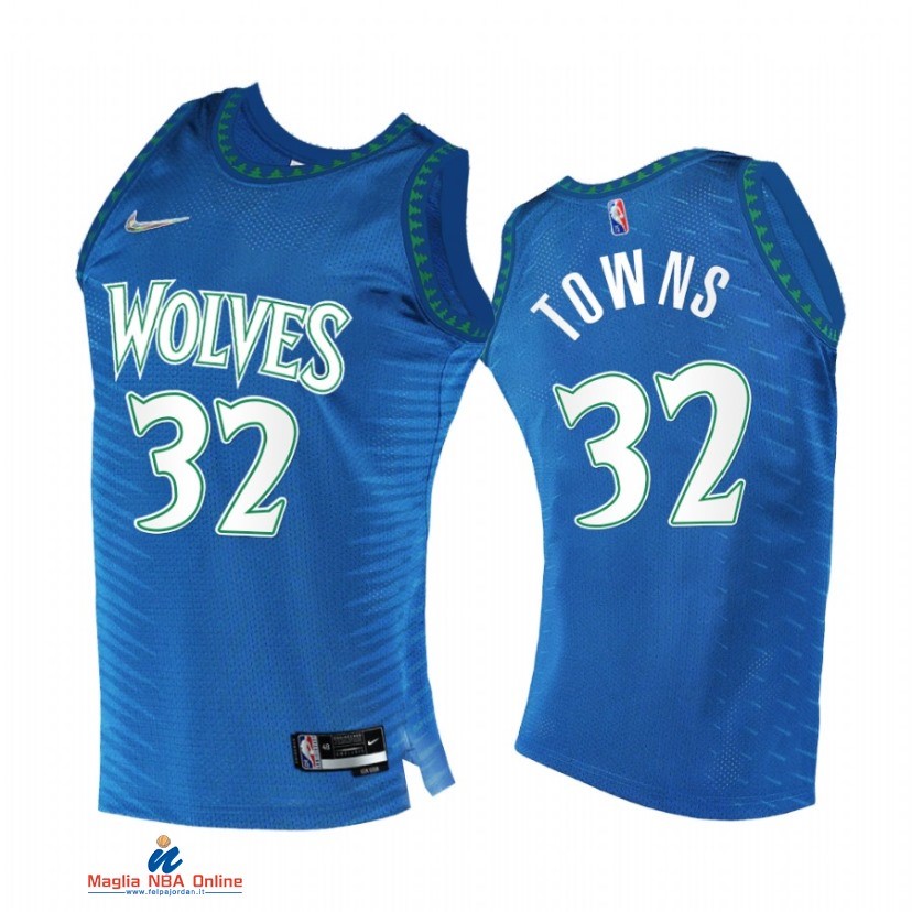 Maglia NBA Nike Minnesota Timberwolvs NO.32 Karl Anthony Towns 75th Blu Città 2021-22