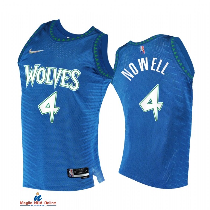 Maglia NBA Nike Minnesota Timberwolvs NO.4 Jaylen Nowell 75th Blu Città 2021-22