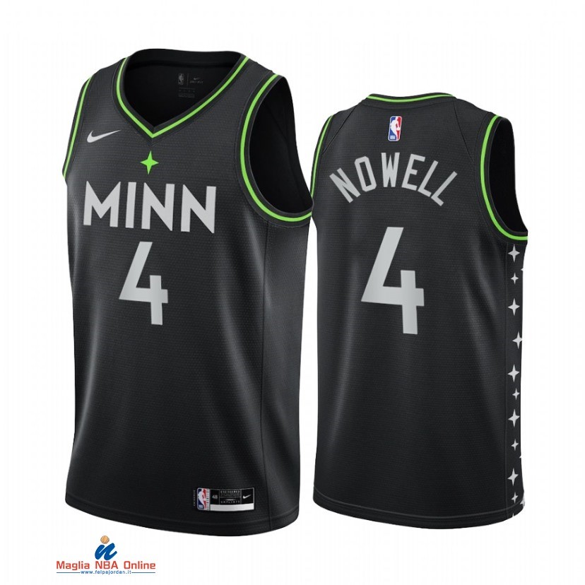 Maglia NBA Nike Minnesota Timberwolvs NO.4 Jaylen Nowell Nike Nero Città 2021-22