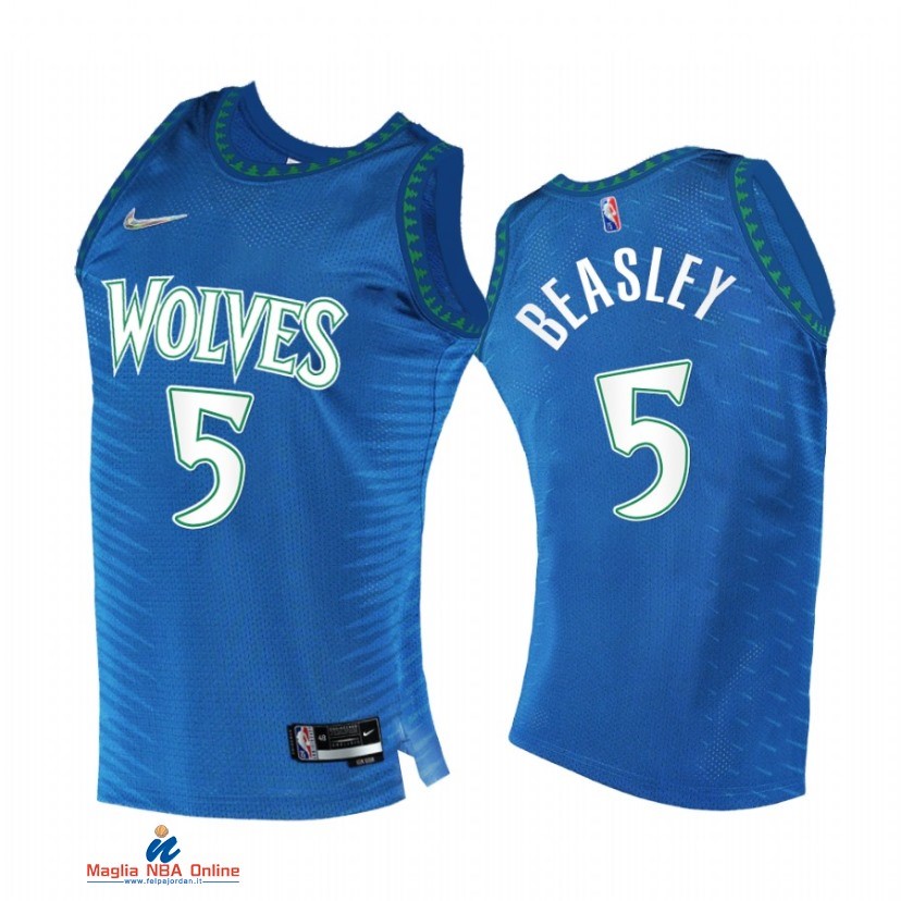 Maglia NBA Nike Minnesota Timberwolvs NO.5 Malik Beasley 75th Blu Città 2021-22